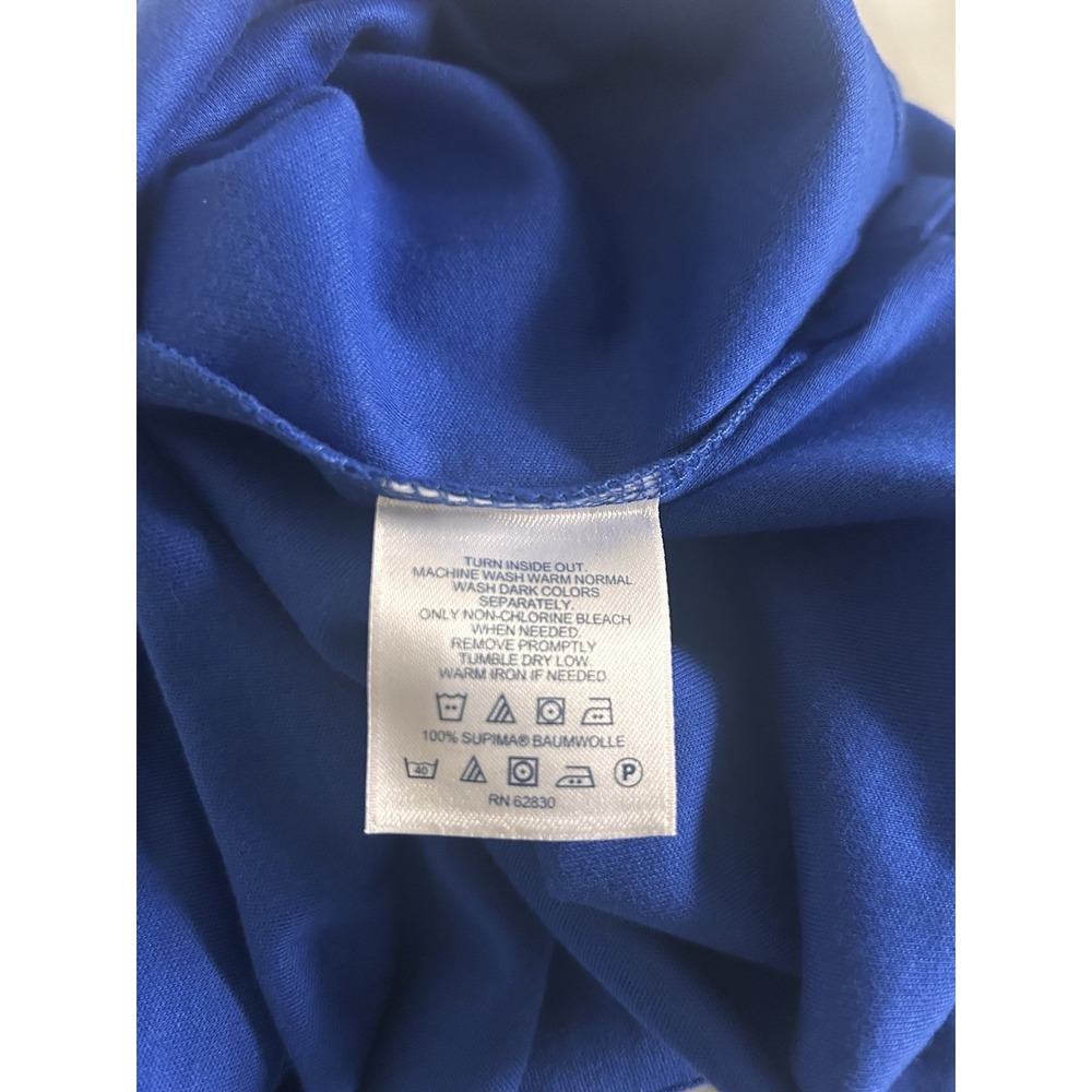 Lands End Royal Blue 100% Cotton T-Shirt Turtleneck Long Sleeves Large Petite T - Picture 4 of 6